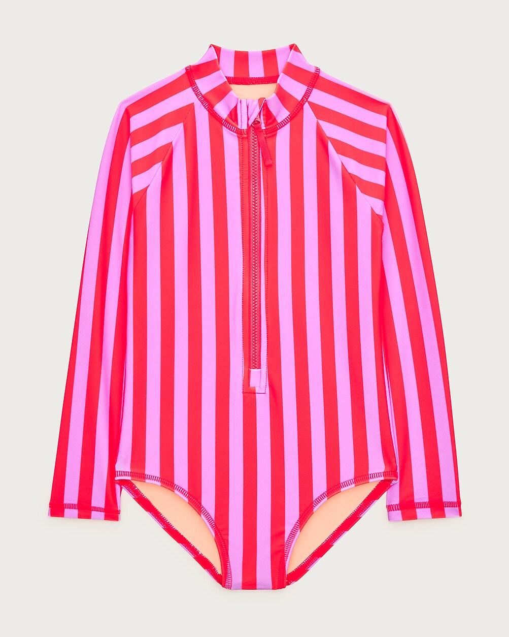 Girls' zip-up rash guard one-piece swimsuit by J.CREW