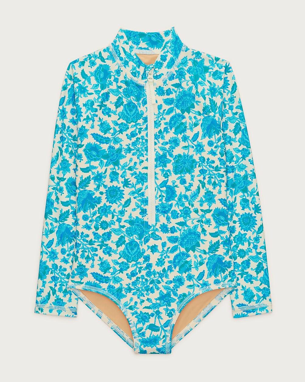 Girls' zip-up rash guard one-piece swimsuit by J.CREW