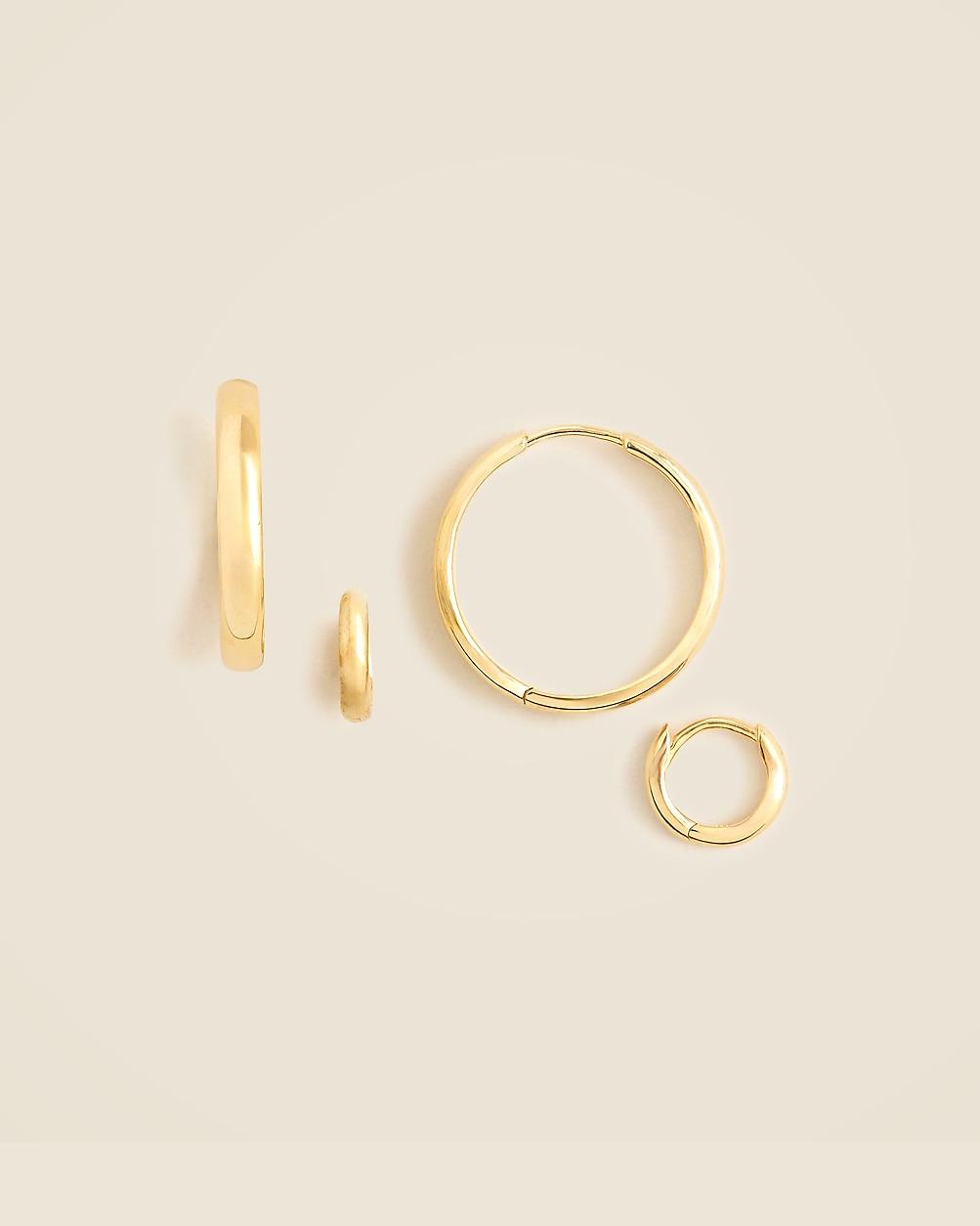 Gold vermeil hoop earrings two-pack by J.CREW