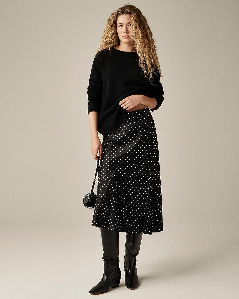 Gwyneth flounce-hem slip skirt in dot print by J.CREW