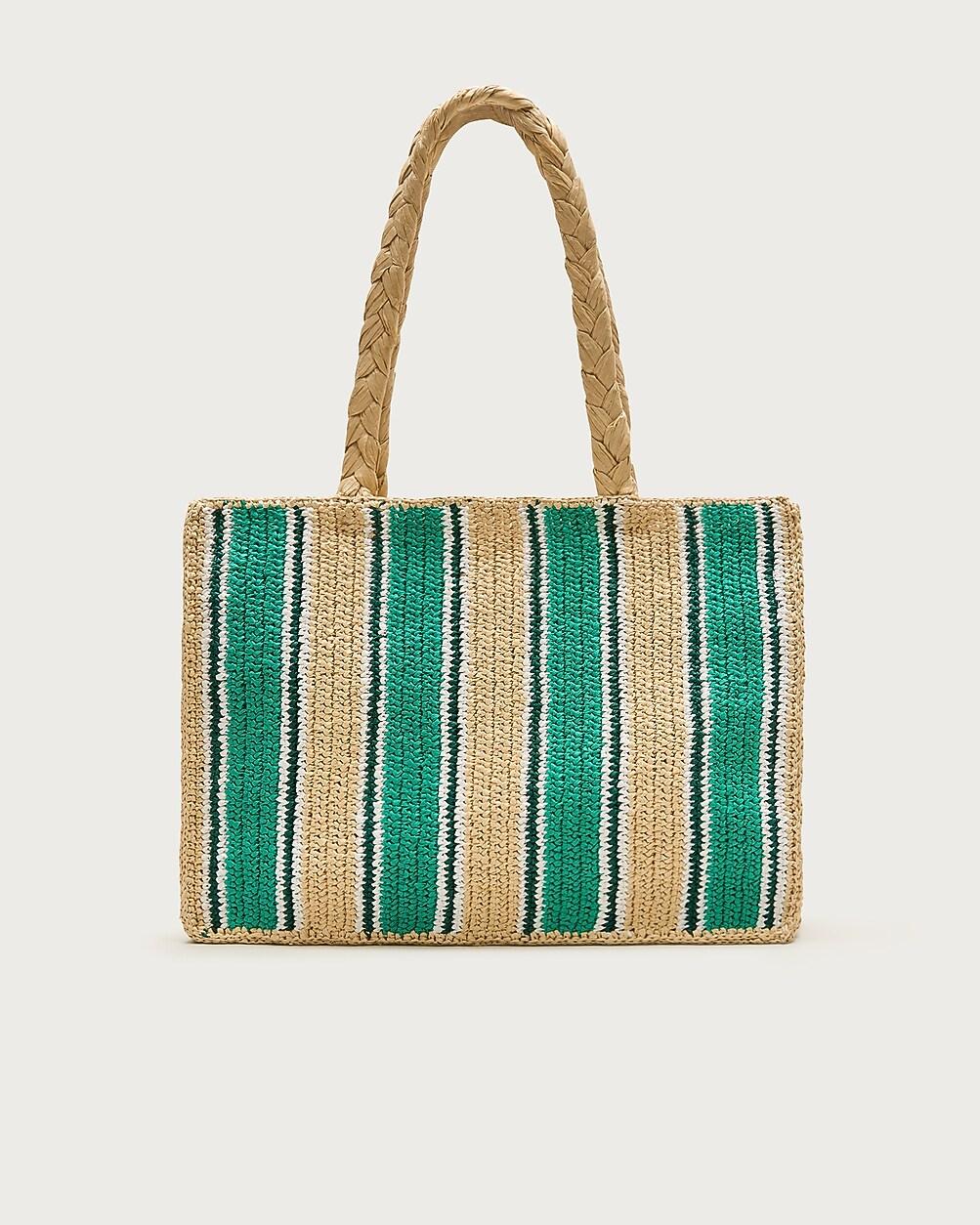 Handknotted straw tote bag in stripe by J.CREW