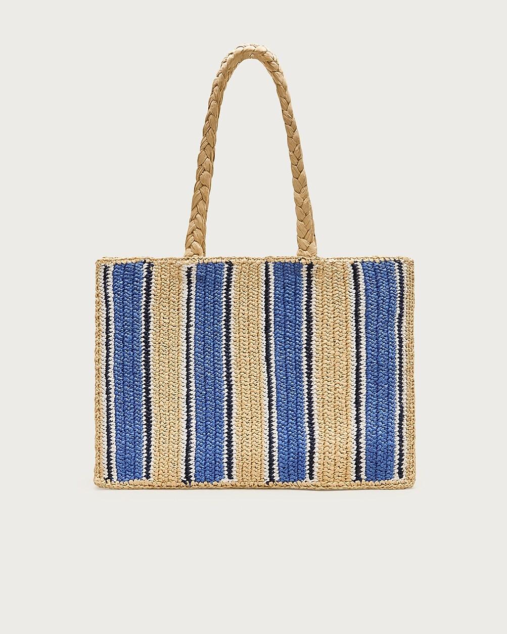 Handknotted straw tote bag in stripe by J.CREW