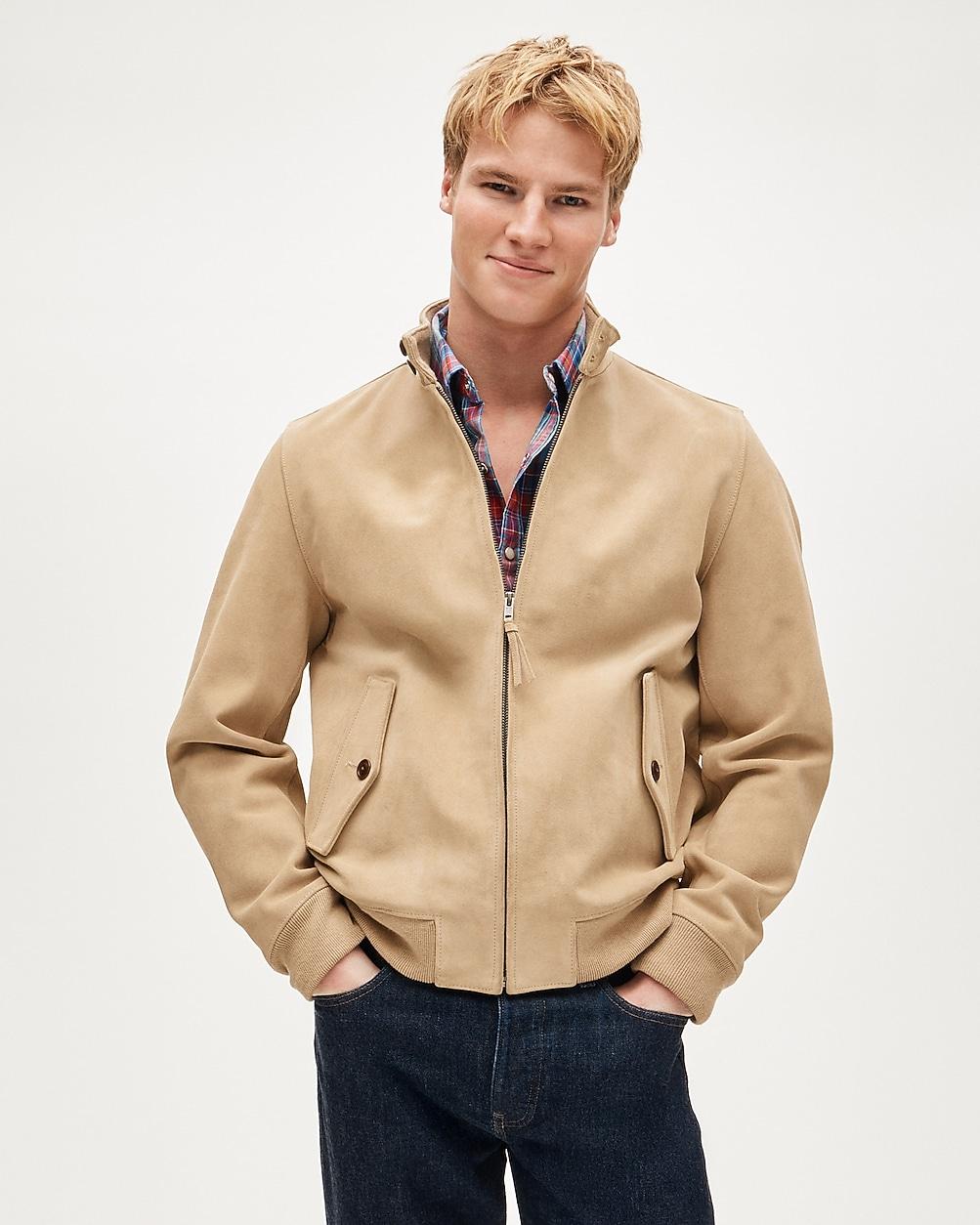 Harrington jacket in Italian suede by J.CREW