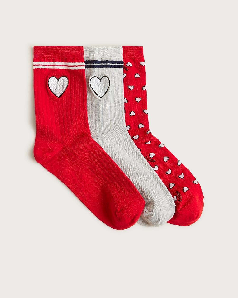 Heart bootie socks three-pack by J.CREW
