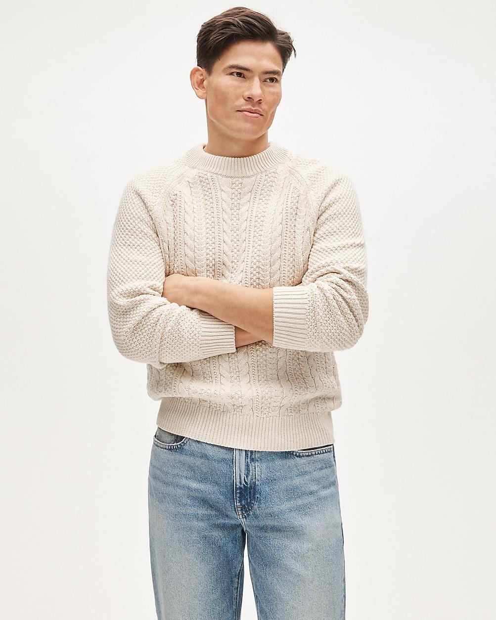 Heritage cotton cable-knit crewneck sweater by J.CREW