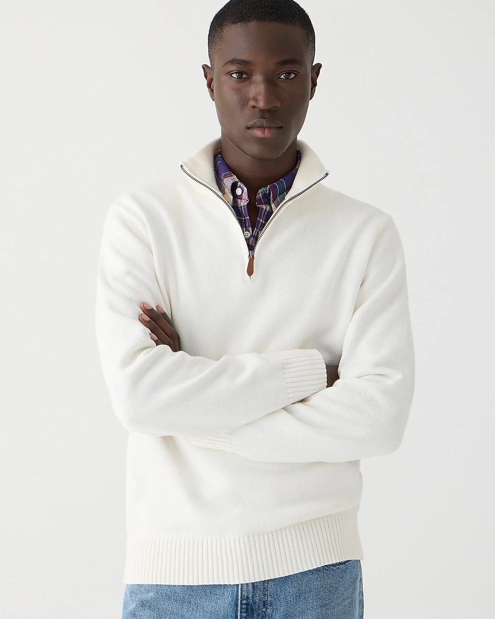 Heritage cotton quarter-zip sweater by J.CREW
