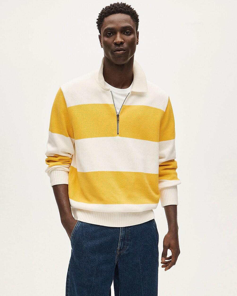 Heritage cotton quarter-zip sweater in stripe by J.CREW