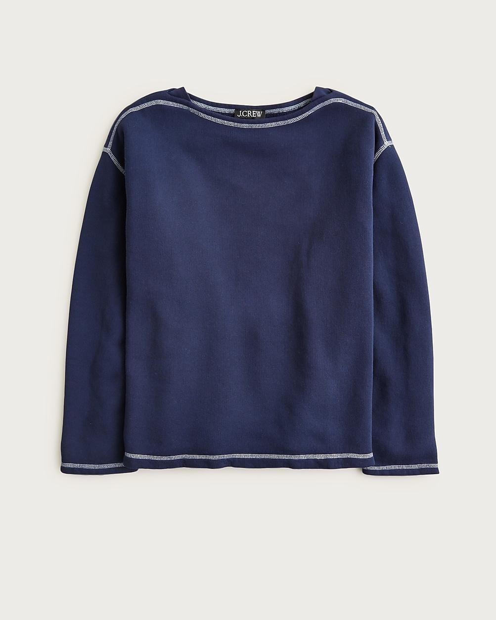 Heritage terry boatneck sweatshirt with contrast stitch by J.CREW