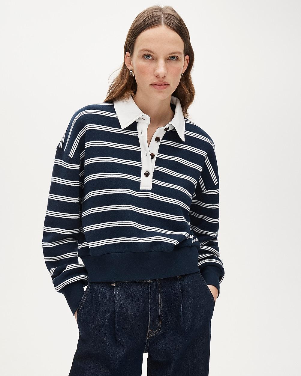 Heritage terry rugby sweatshirt in stripe by J.CREW