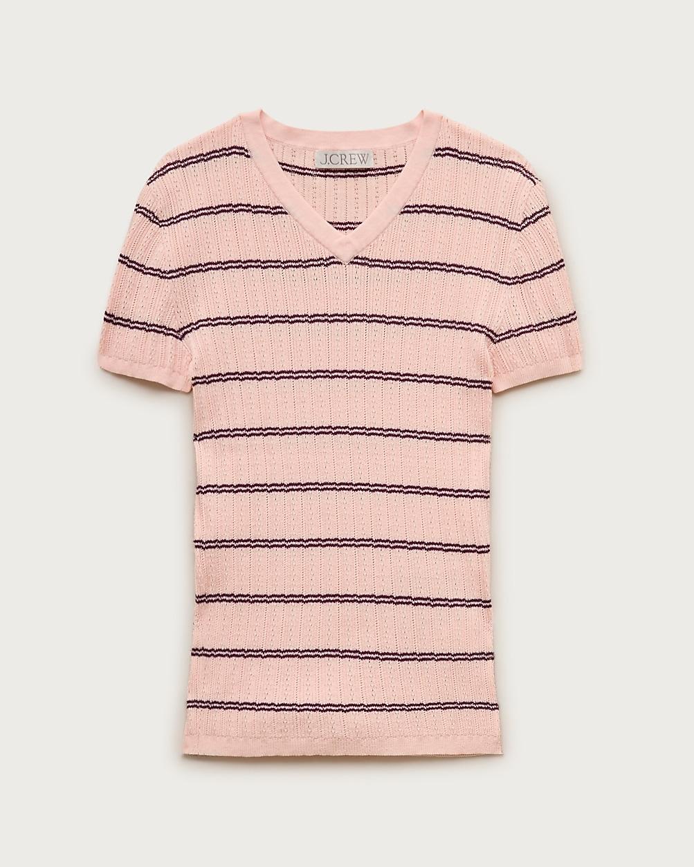 High V-neck ribbed pointelle sweater-tee in stripe by J.CREW