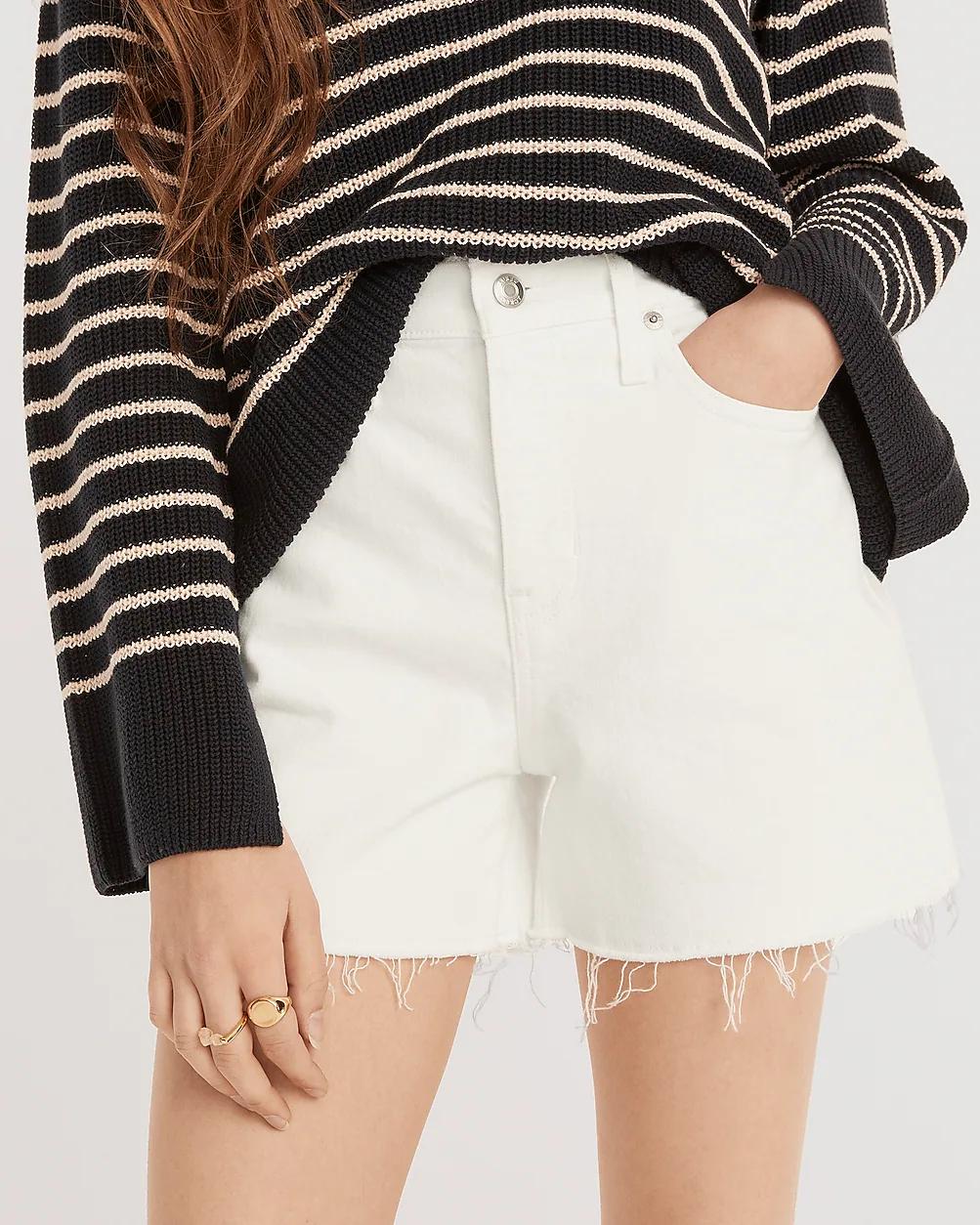 High-rise denim short in white by J.CREW