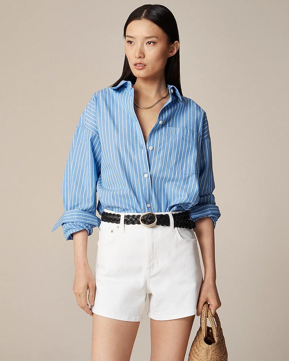 High-rise white denim short by J.CREW