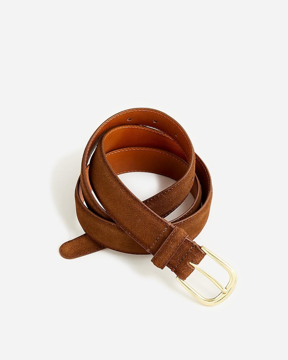 Italian suede and leather round-buckle dress belt by J.CREW
