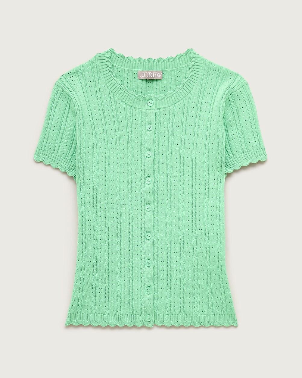Jackie pointelle short-sleeve cardigan by J.CREW