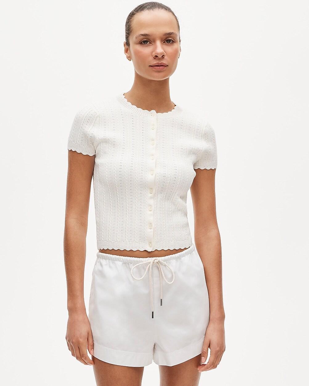 Jackie pointelle short-sleeve cardigan by J.CREW
