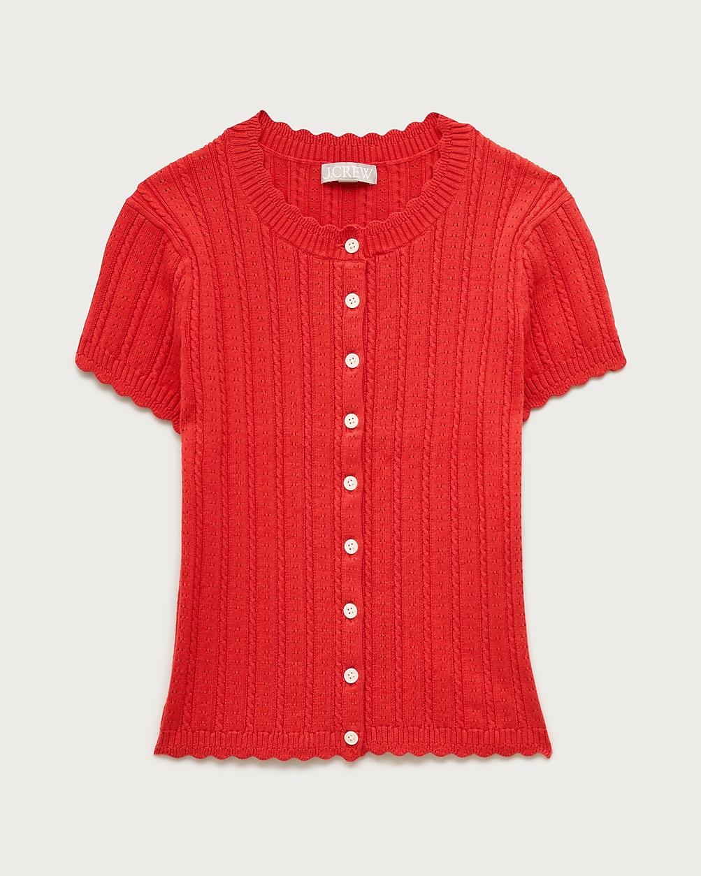 Jackie pointelle short-sleeve cardigan by J.CREW