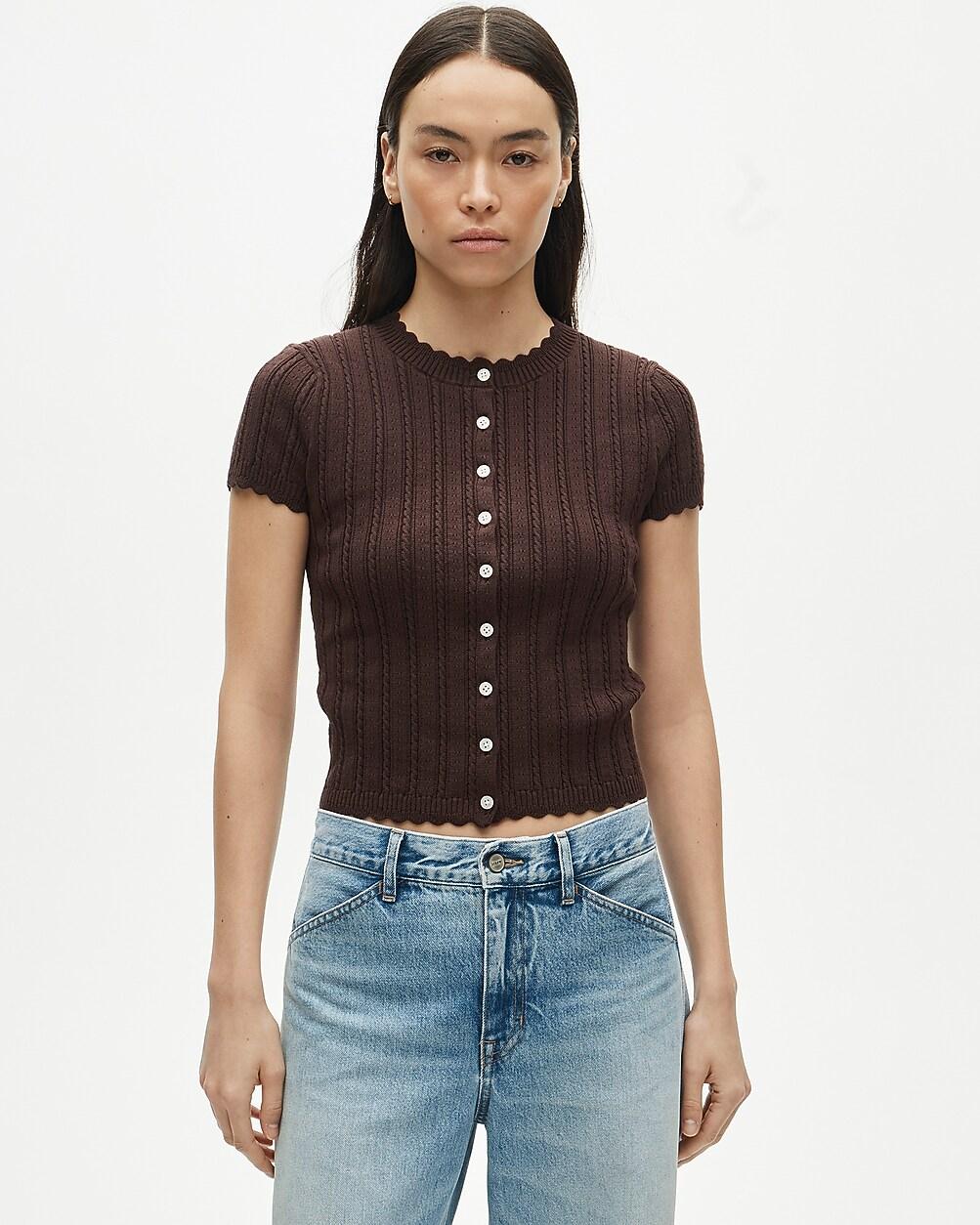 Jackie pointelle short-sleeve cardigan by J.CREW