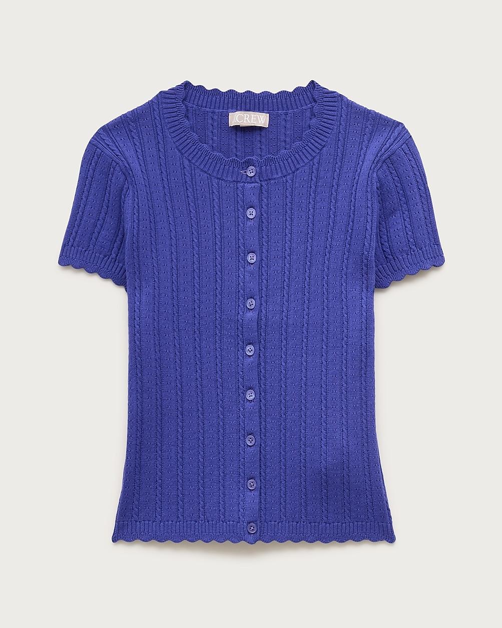 Jackie pointelle short-sleeve cardigan by J.CREW