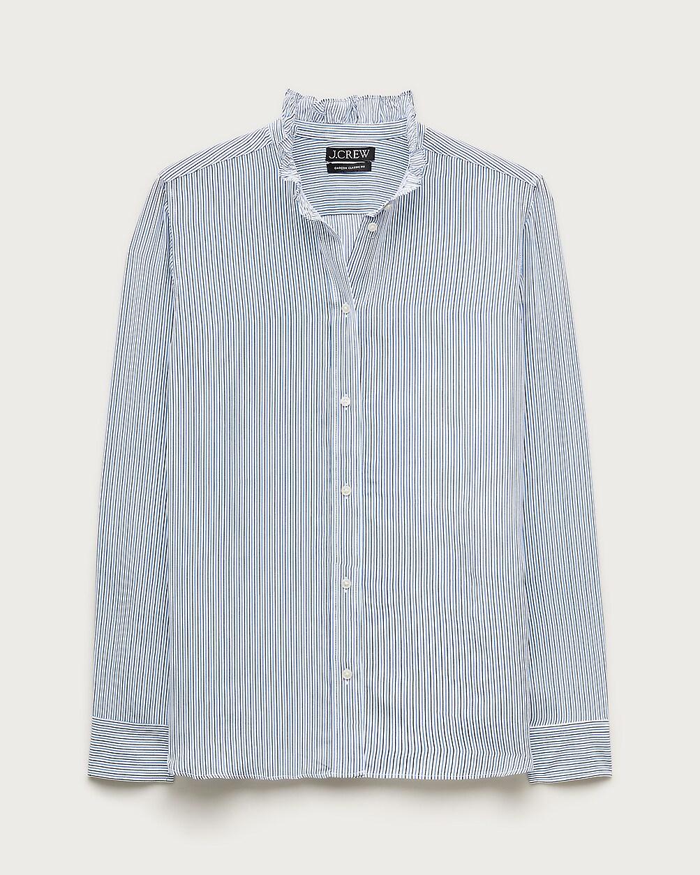 Jules ruffle-collar shirt in striped crepe de chine by J.CREW Jules ruffle-collar shirt in striped crepe de chine by J.CREW