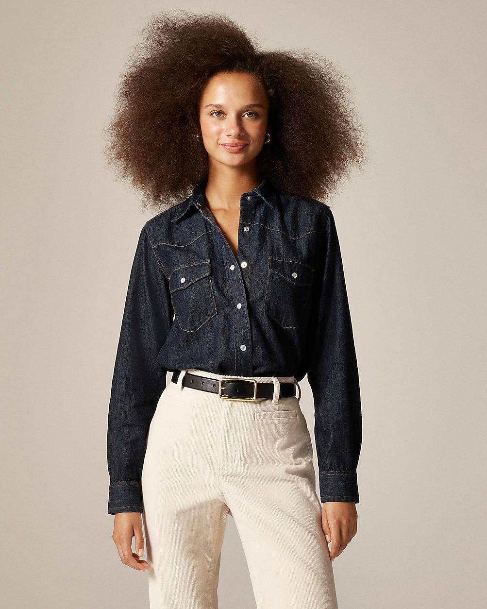 Jules western shirt in denim by J.CREW