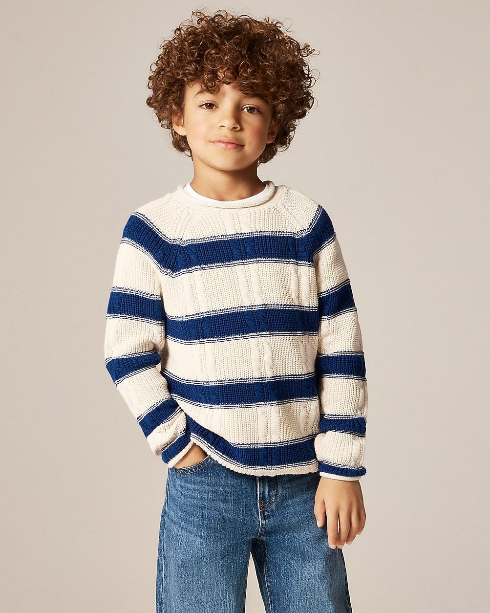 Kids' 1988 cable-knit Rollneck™ sweater in stripe by J.CREW
