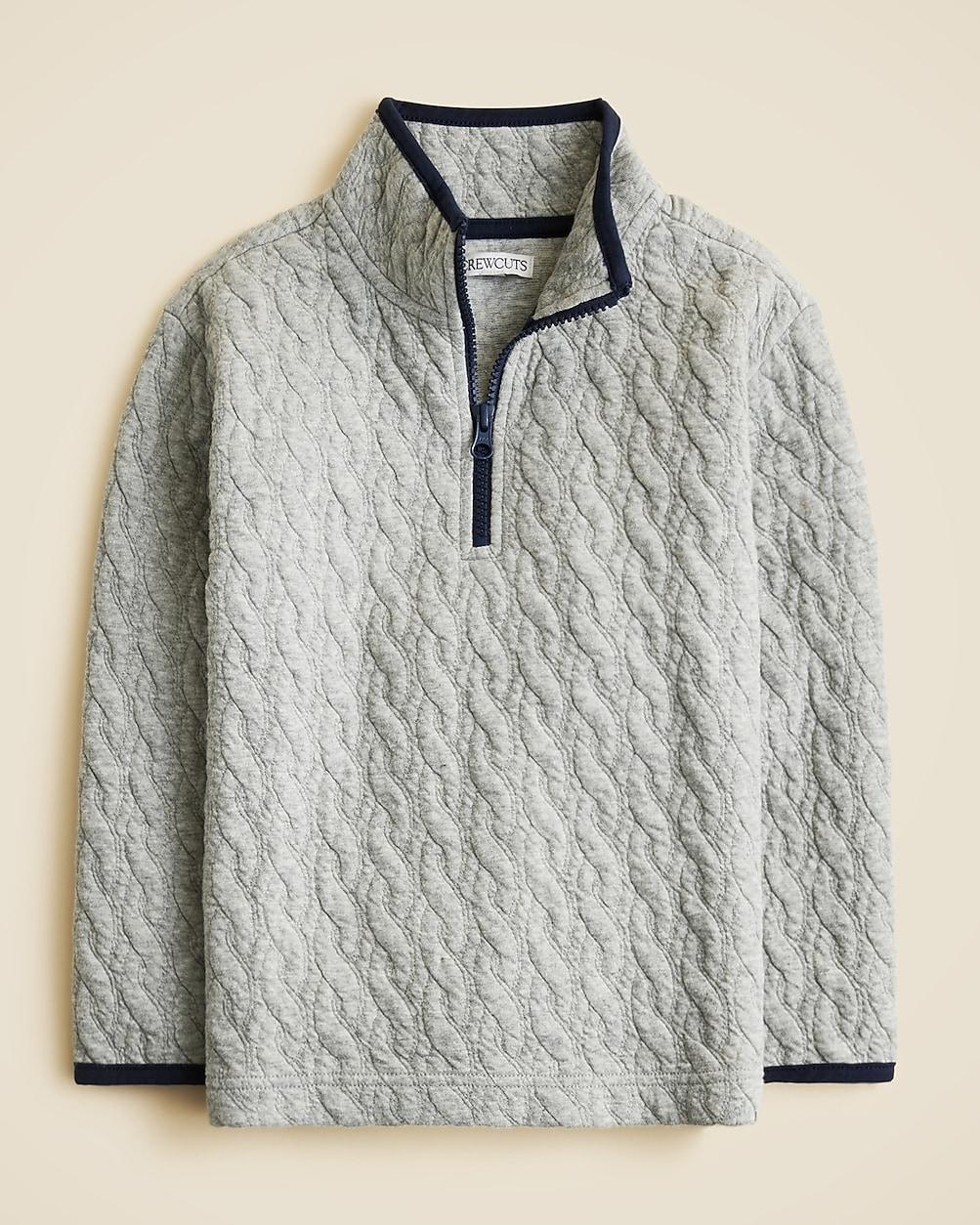 Kids' cable-knit quilted quarter-zip pullover by J.CREW