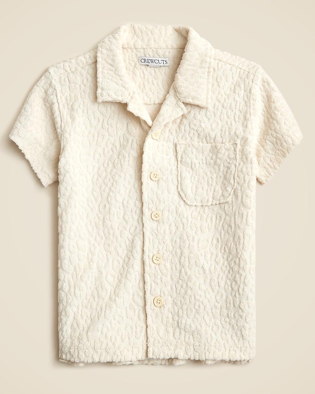 Kids' camp-collar shirt in terry jacquard by J.CREW