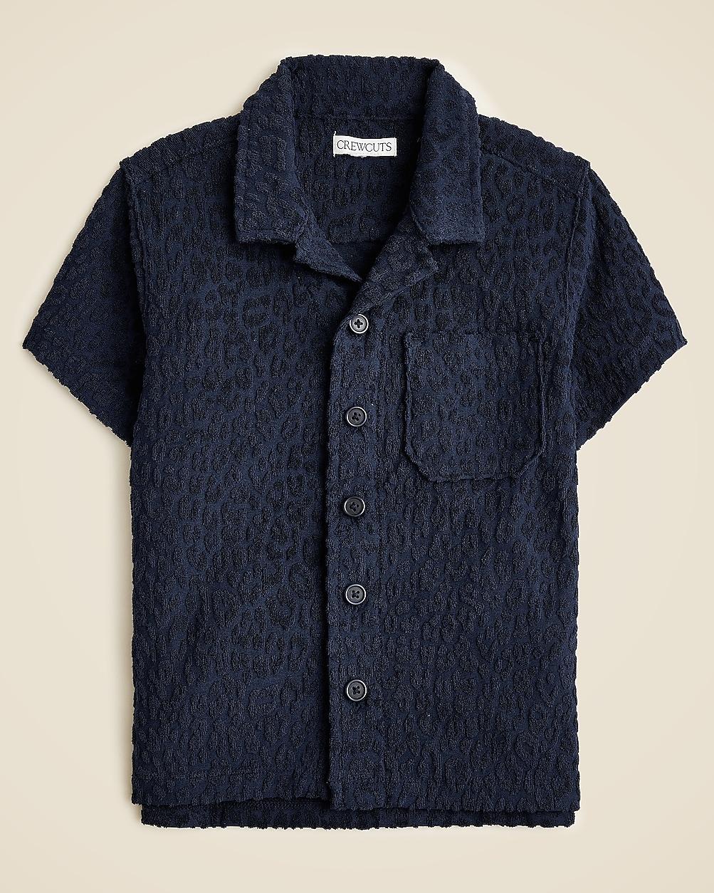 Kids' camp-collar shirt in terry jacquard by J.CREW