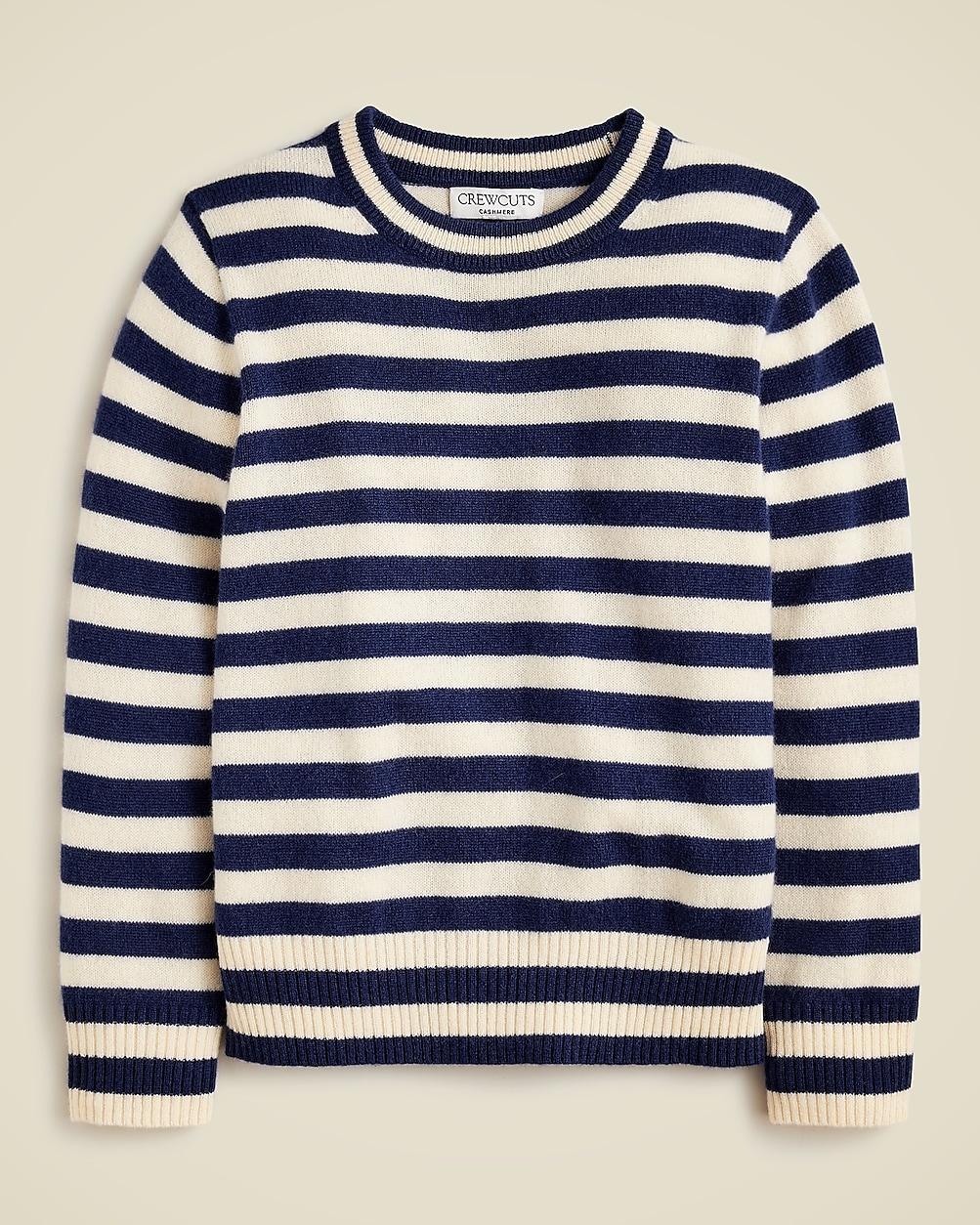 Kids' cashmere crewneck sweater in stripe by J.CREW