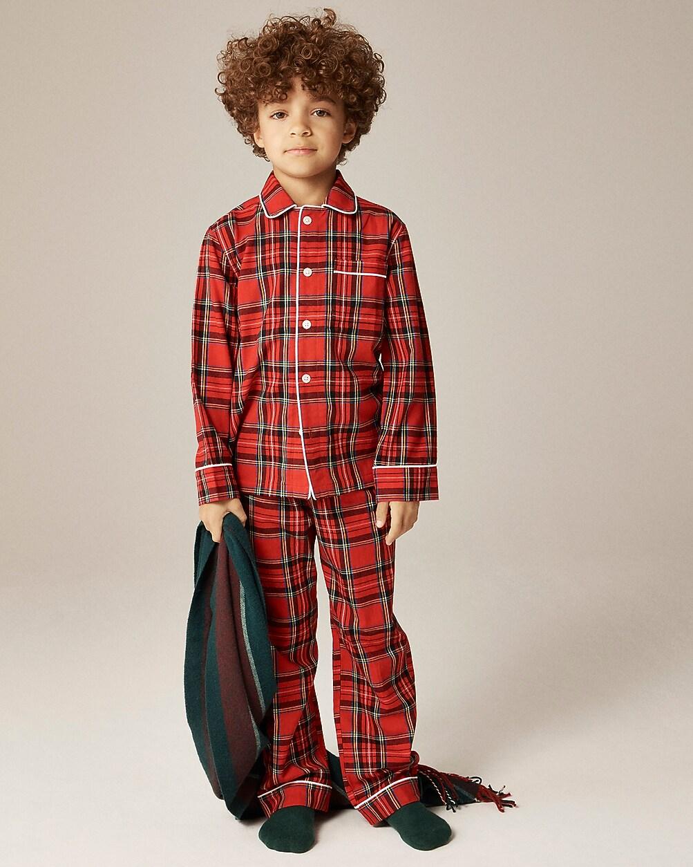 Kids' flannel pajama set in Good Tidings plaid by J.CREW