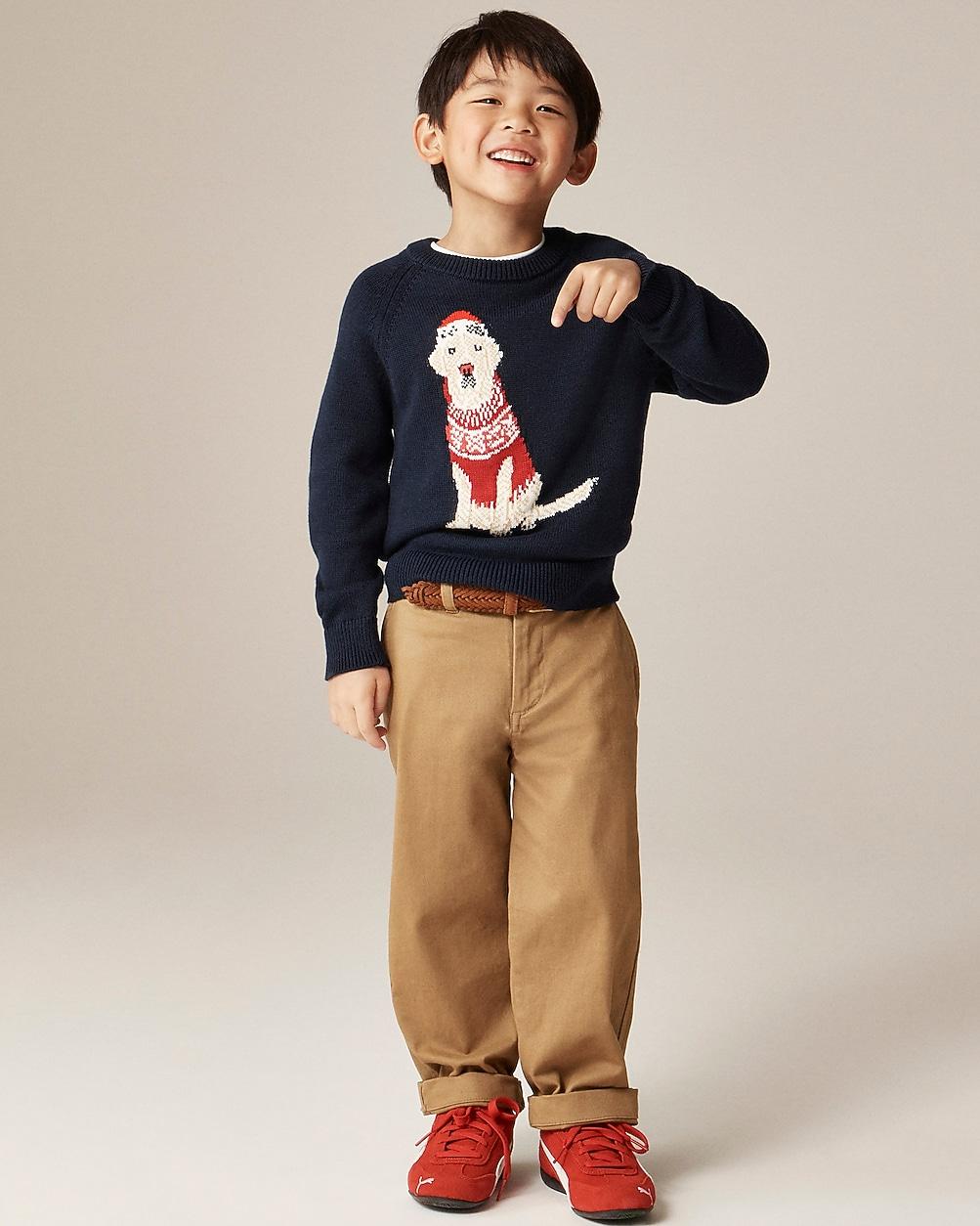 Kids' holiday dog intarsia sweater in cotton by J.CREW