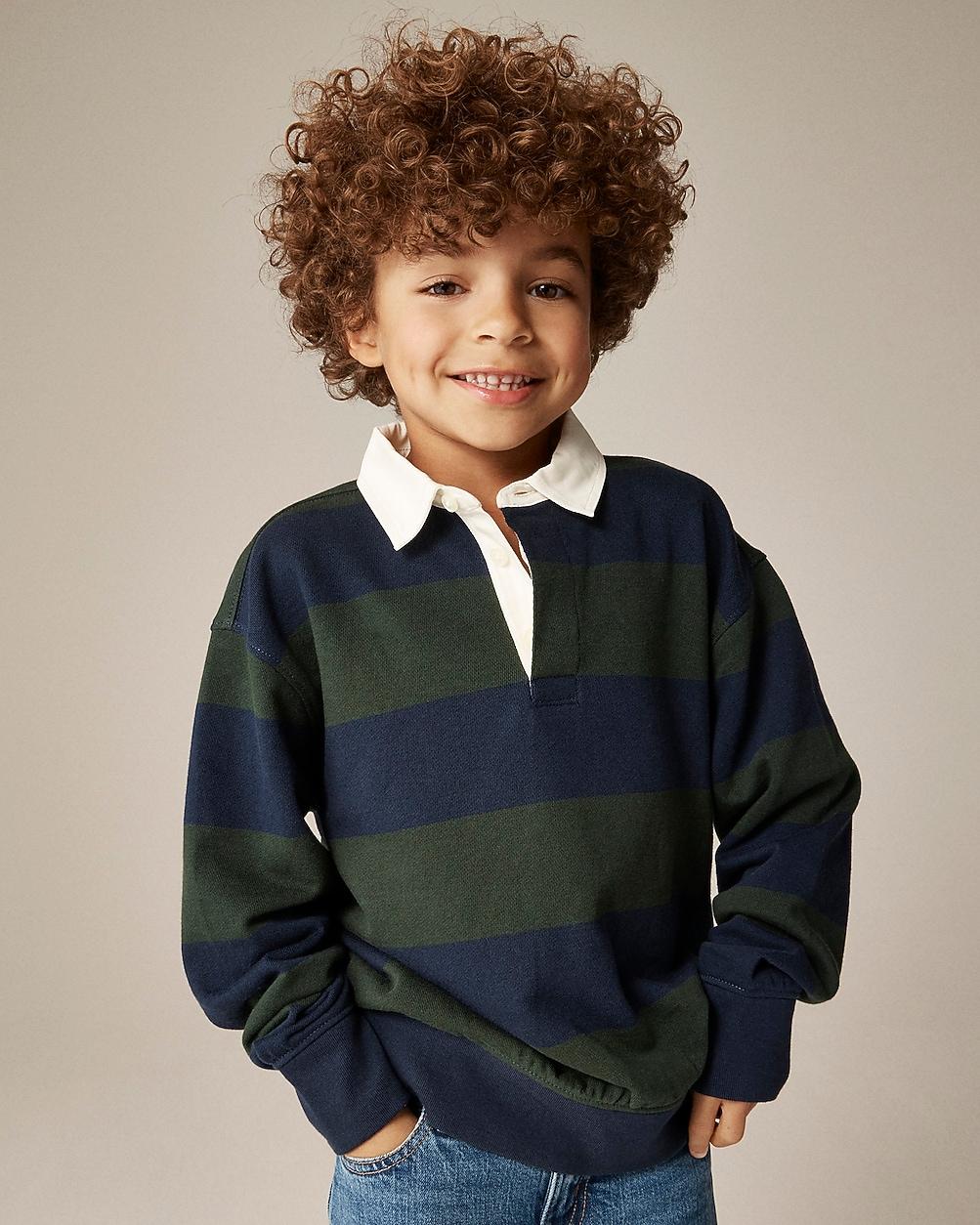 Kids' junior varsity rugby sweatshirt in striped terry by J.CREW
