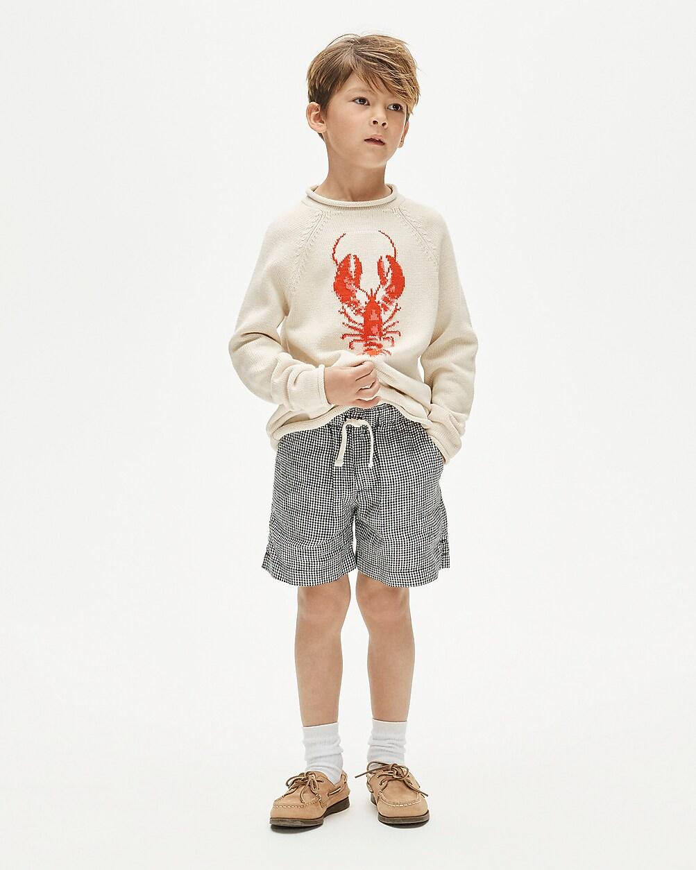 Kids' linen-blend pull-on short in gingham by J.CREW
