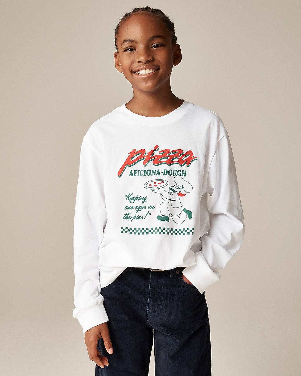 "Kids' long-sleeve ""Pizza aficiona-dough"" graphic T-shirt" by J.CREW