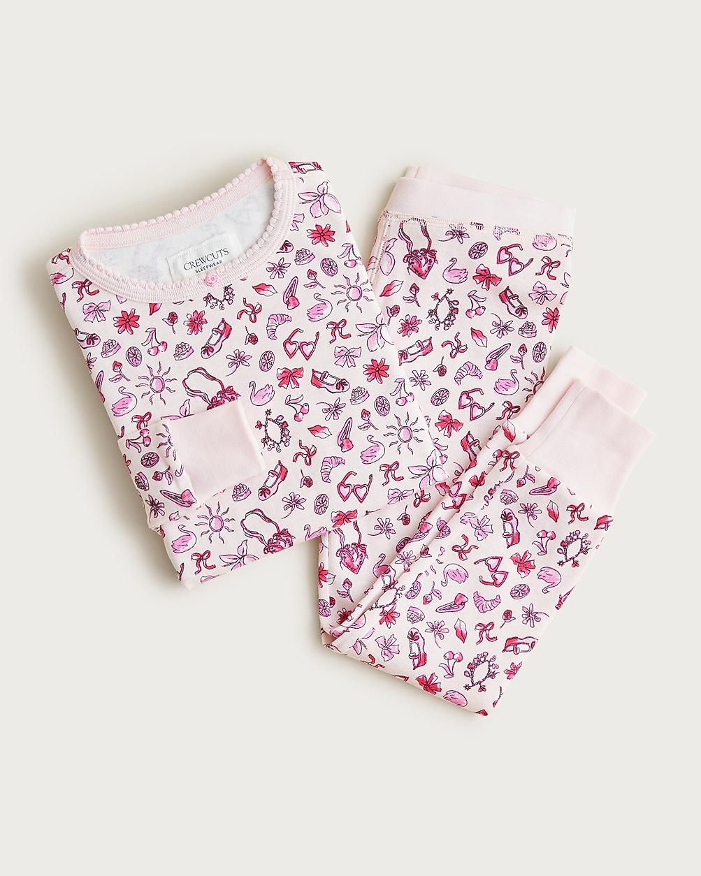 Kids' long-sleeve cotton pajama set in prints by J.CREW