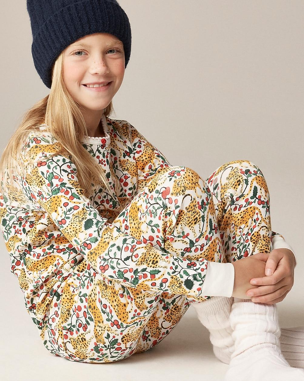 Kids' long-sleeve cotton pajama set in prints by J.CREW