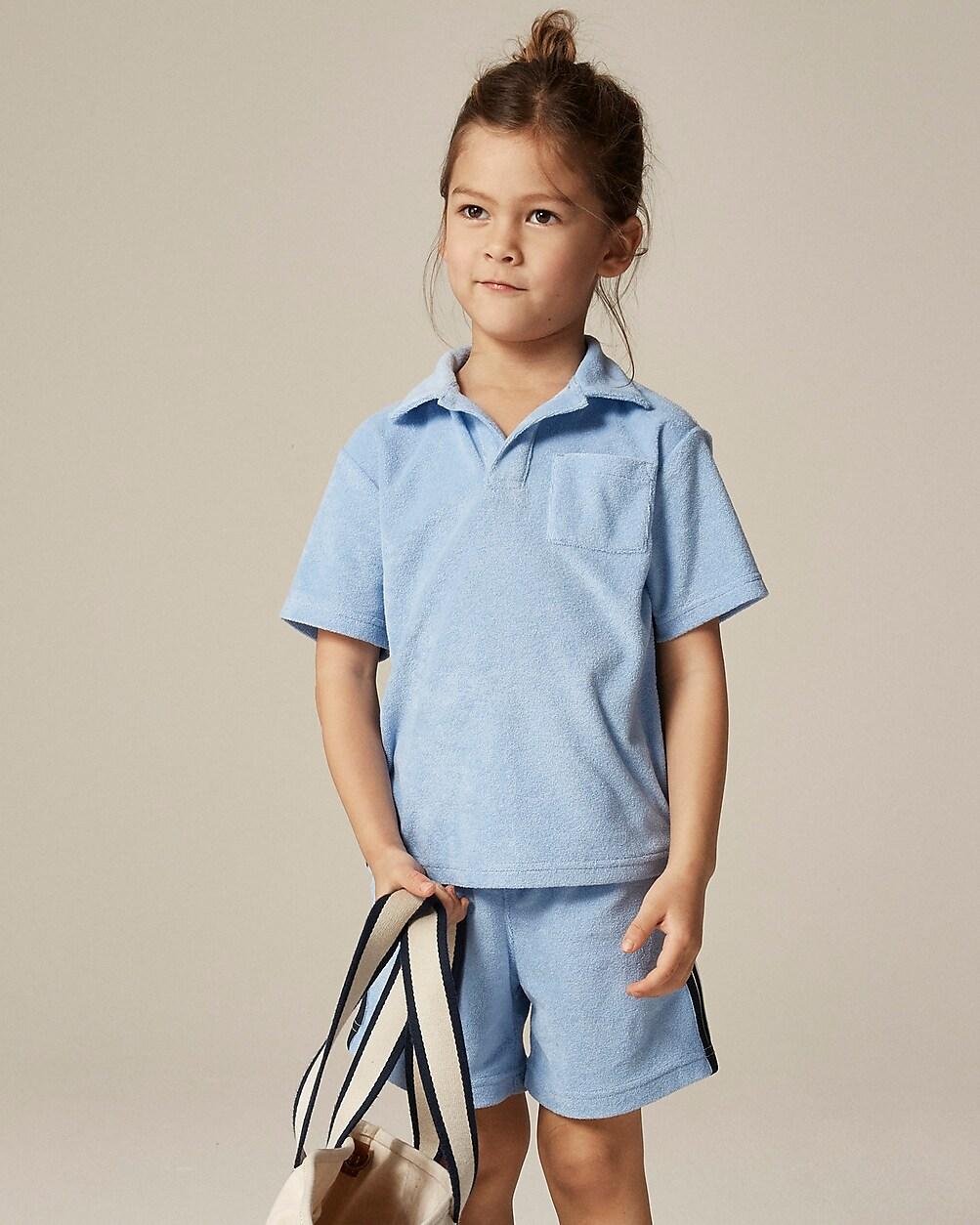 Kids' short-sleeve johnny-collar shirt in towel terry by J.CREW