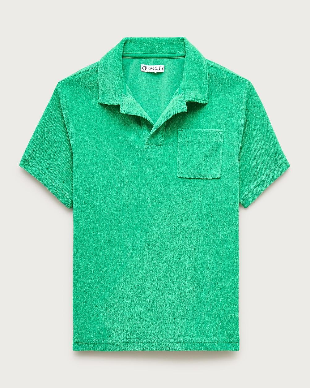 Kids' short-sleeve johnny-collar shirt in towel terry by J.CREW