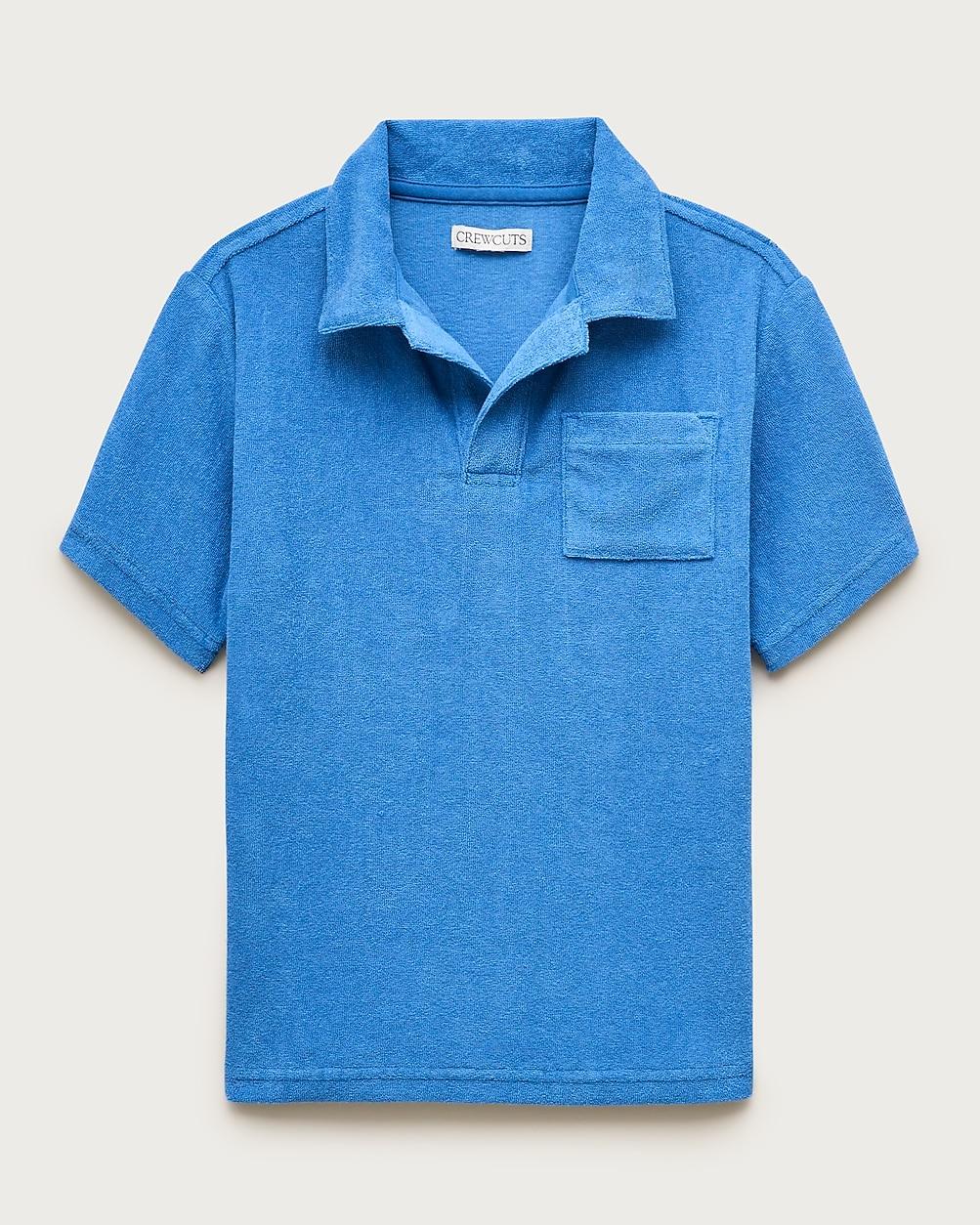 Kids' short-sleeve johnny-collar shirt in towel terry by J.CREW
