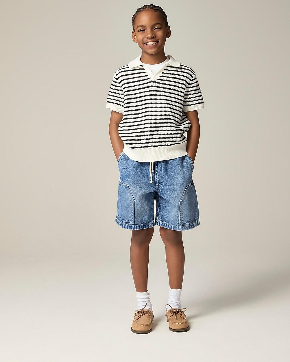 Kids' short-sleeve johnny-collar sweater-polo in stripe by J.CREW
