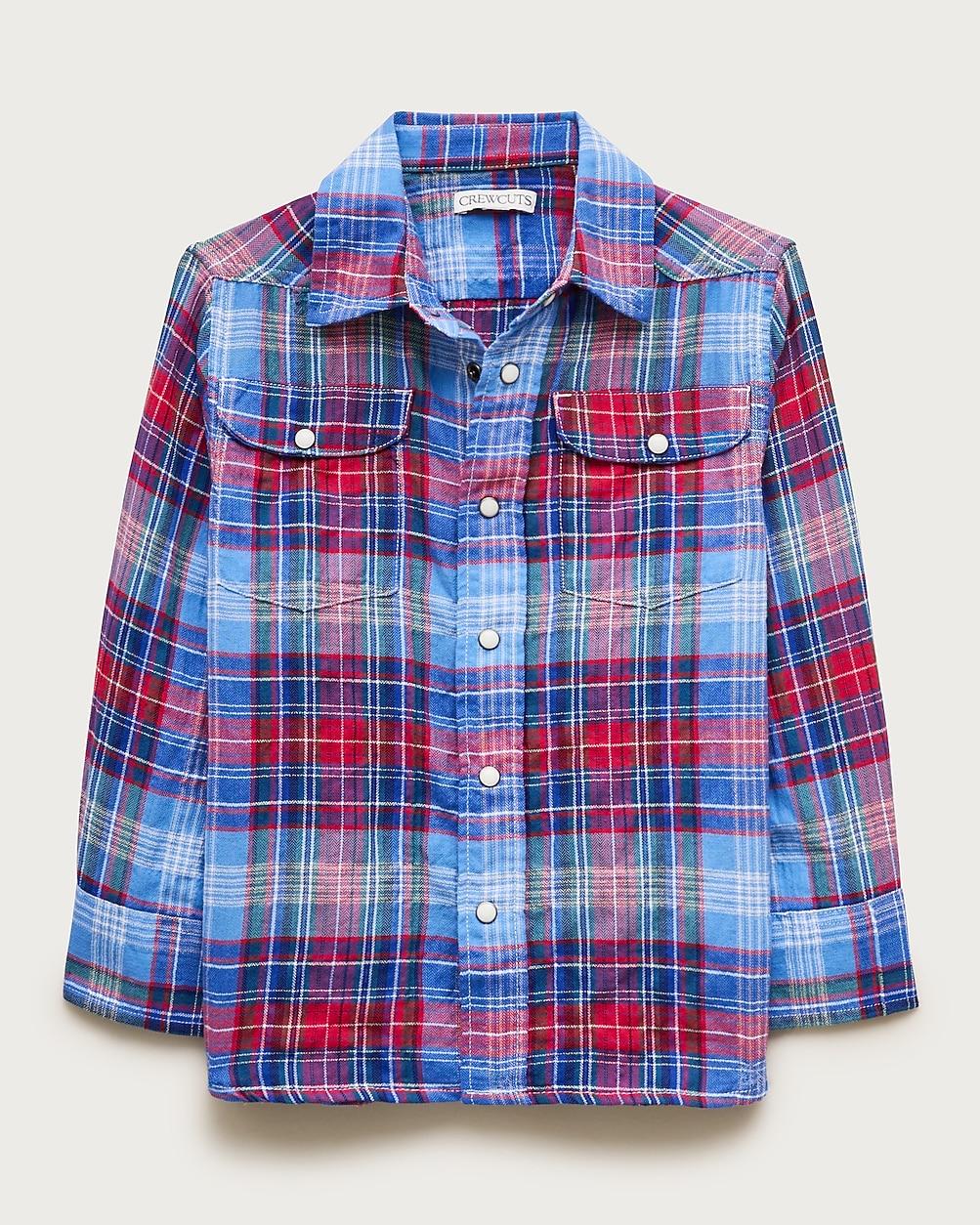 Kids' western shirt in herringbone plaid by J.CREW