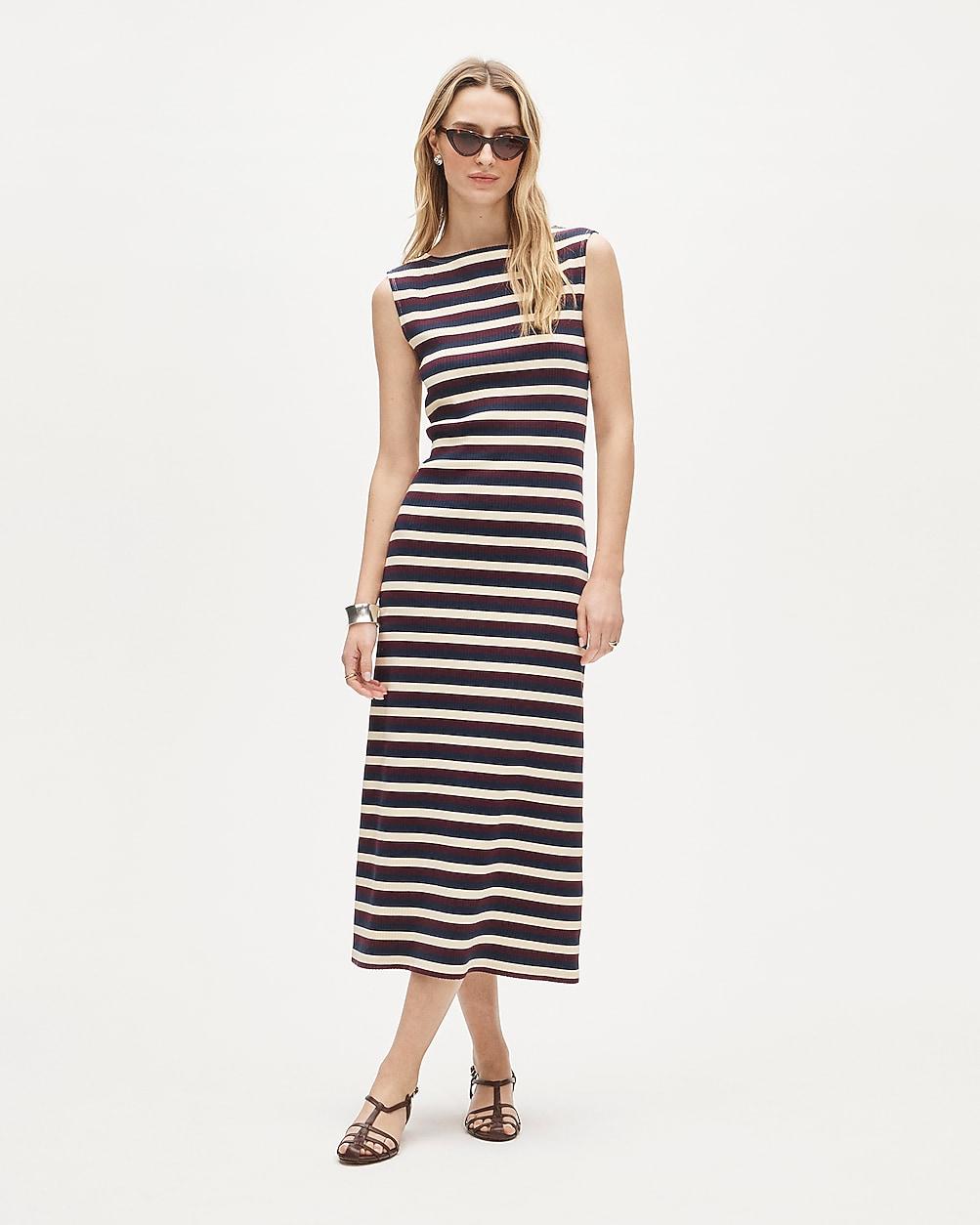 Knit boatneck midi dress in stripe by J.CREW