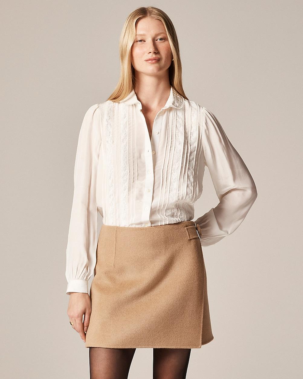 Lace-trim button-up shirt with club collar by J.CREW