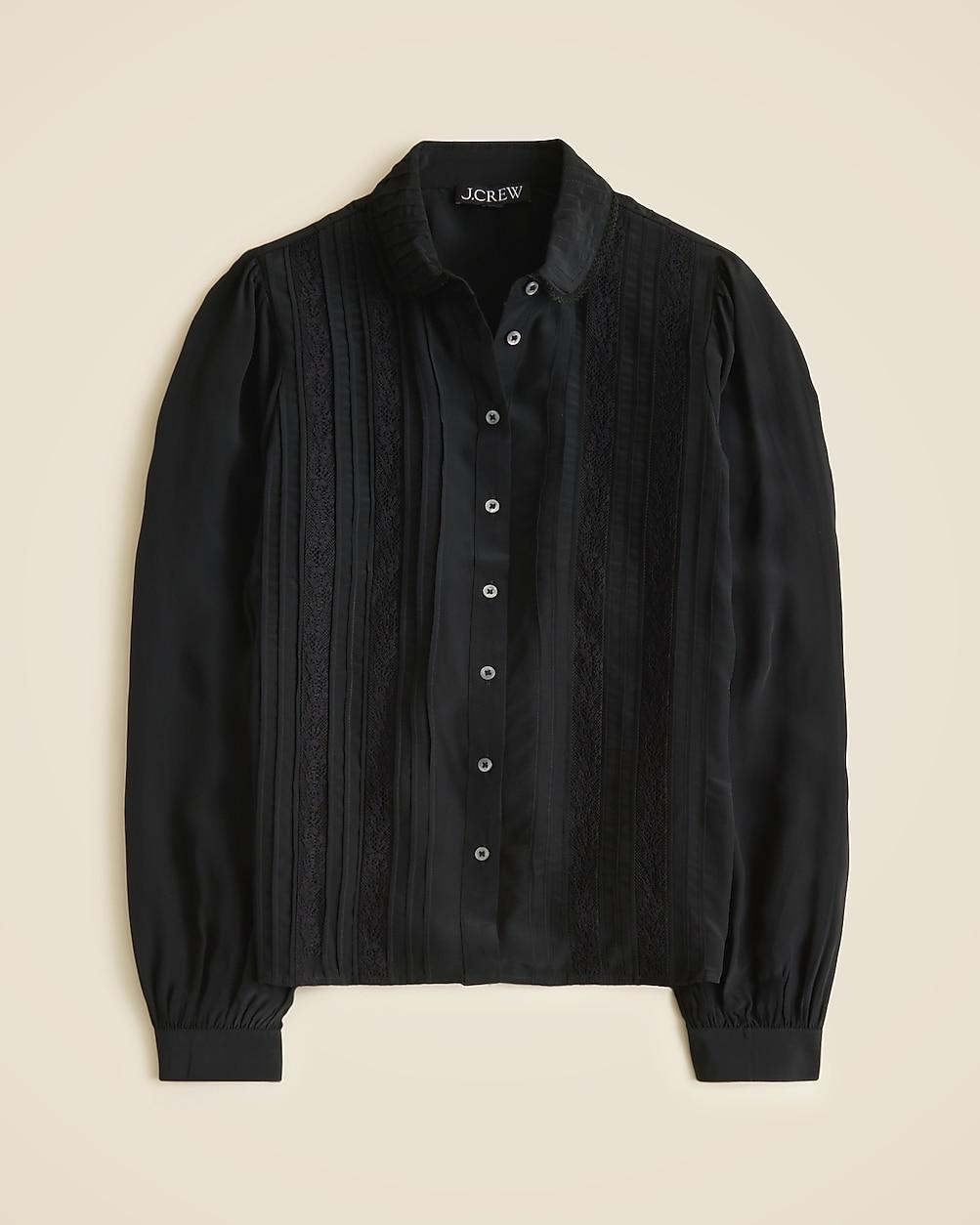 Lace-trim button-up shirt with club collar by J.CREW