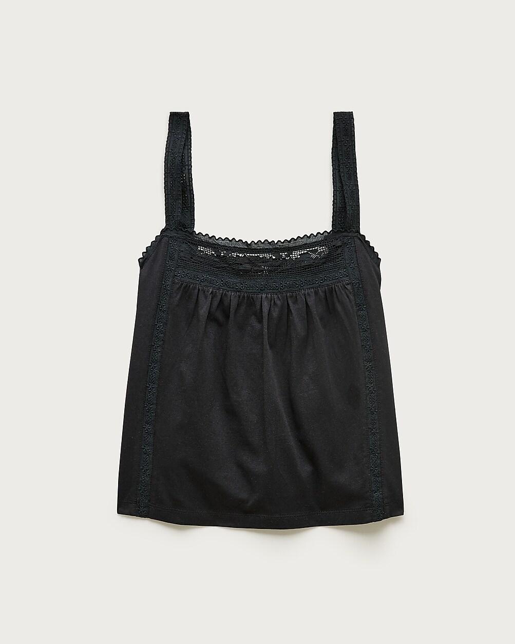 Lace-trim tank top in broken-in jersey by J.CREW