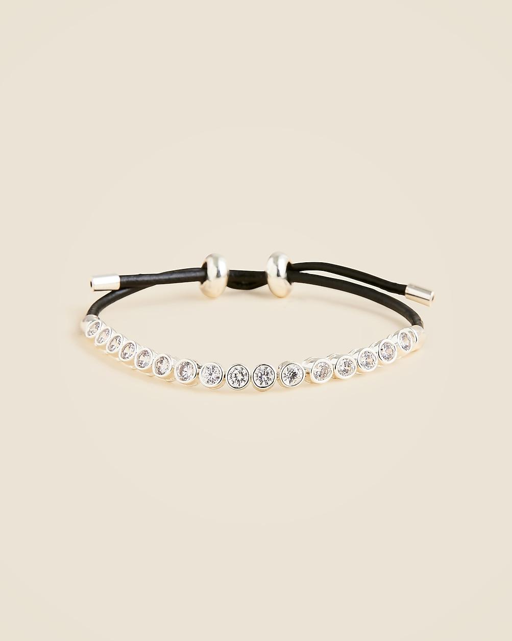 Leather and cubic zirconia bezel-set tennis bracelet by J.CREW