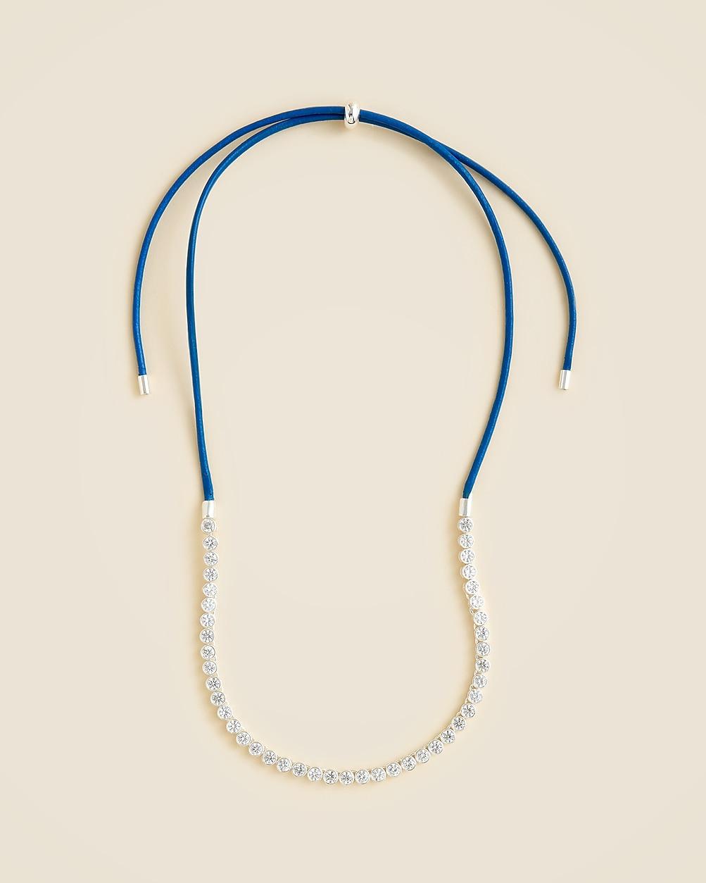 Leather and cubic zirconia bezel-set tennis necklace by J.CREW
