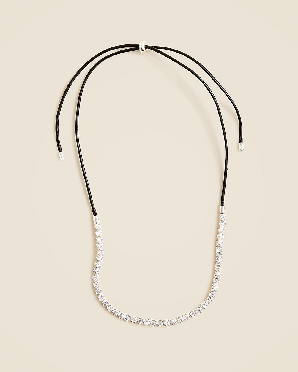 Leather and cubic zirconia bezel-set tennis necklace by J.CREW