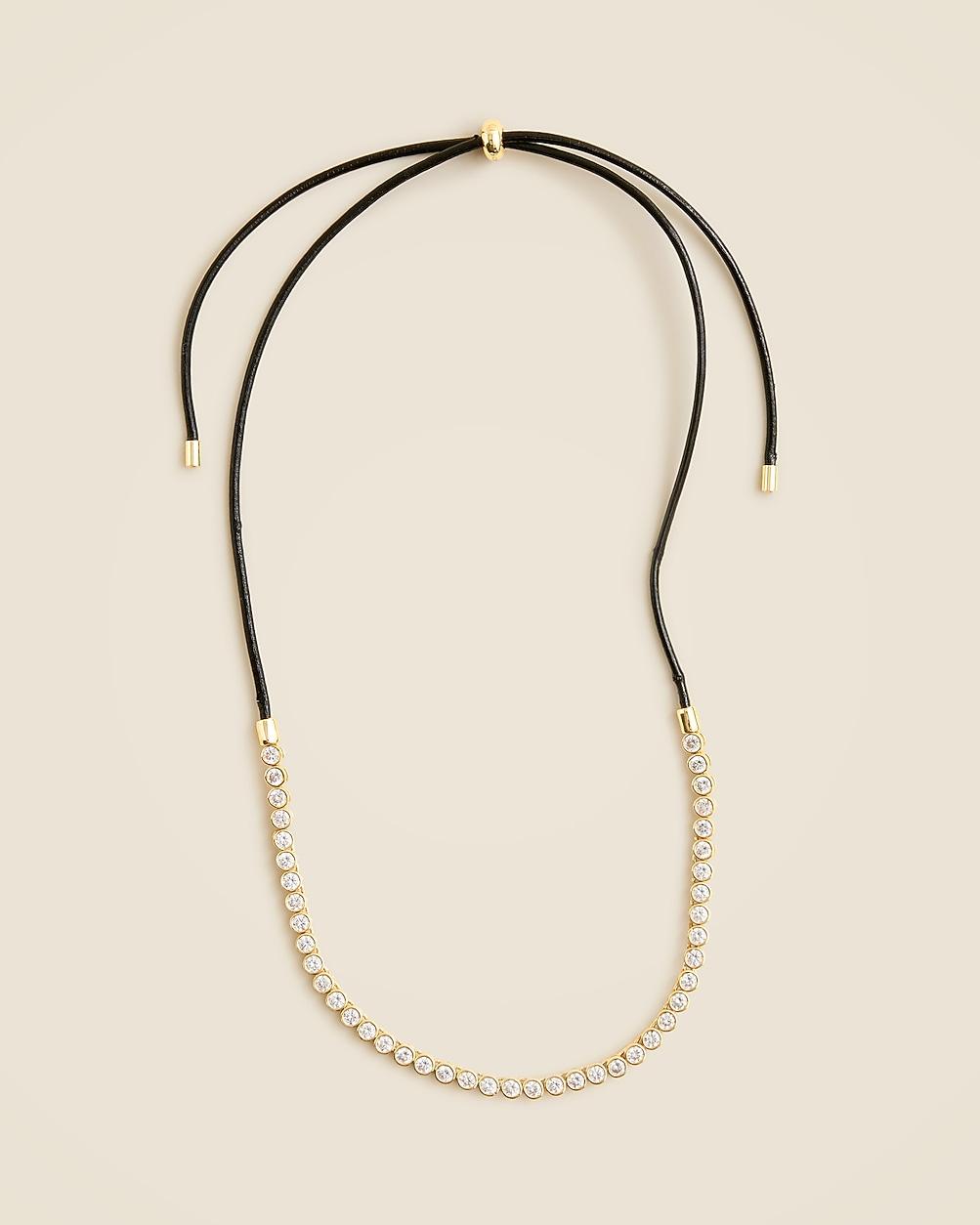 Leather and cubic zirconia bezel-set tennis necklace by J.CREW