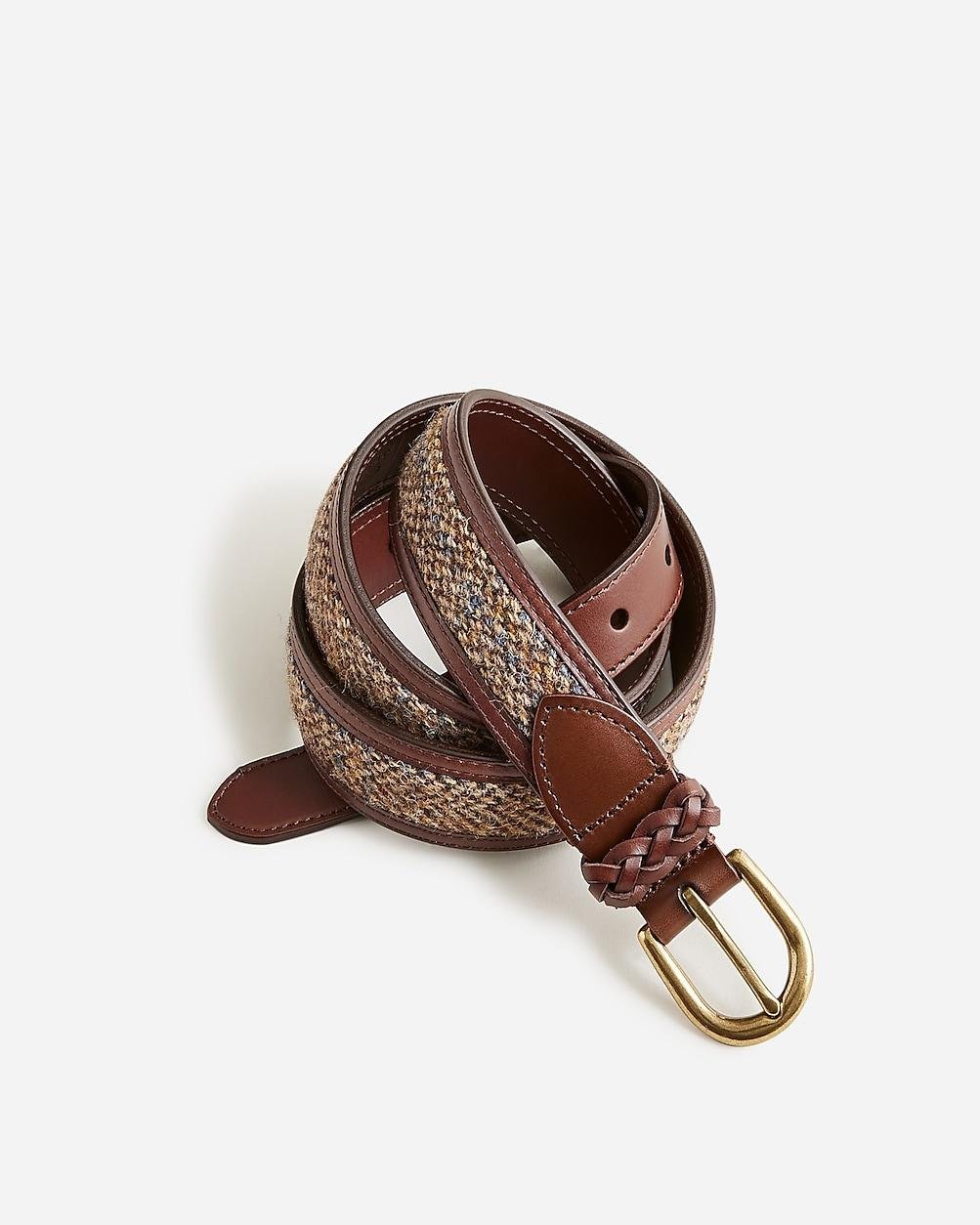 Leather belt with tartan cloth by J.CREW